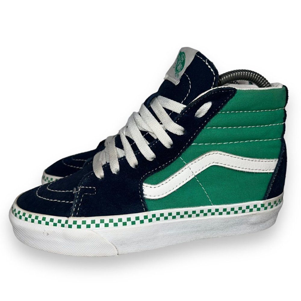 Vans Sk8-Hi Skate Shoes Navy Suede / Aqua Canvas / White Women's 5 - Picture 2 of 11